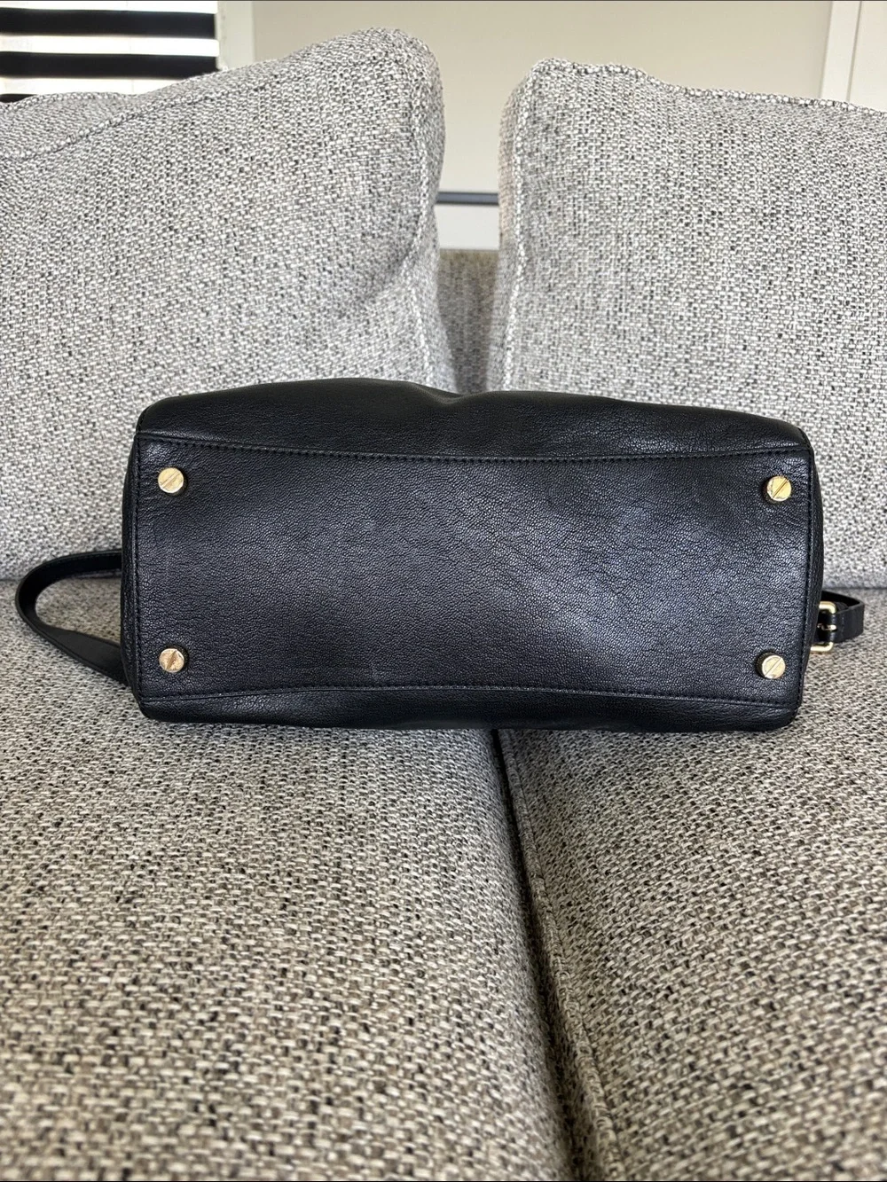 Michael Kors Black Leather Satchel with Gold Hardware